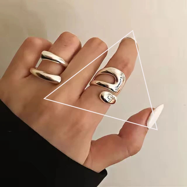 VENTFILLE 925 Sterling Silver Rings New Party Jewelry Vintage Charm Double Layer Geometric Nail Design Accessories Gift Dropship