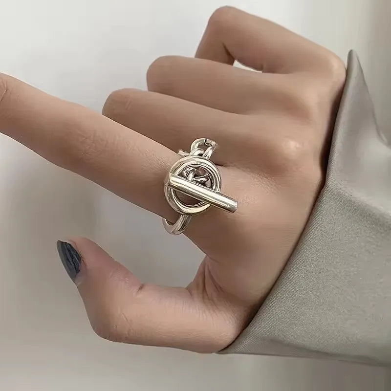 VENTFILLE 925 Sterling Silver Rings New Party Jewelry Vintage Charm Double Layer Geometric Nail Design Accessories Gift Dropship