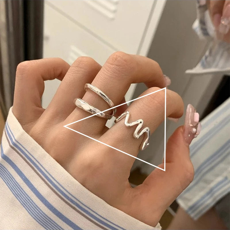 VENTFILLE 925 Sterling Silver Rings New Party Jewelry Vintage Charm Double Layer Geometric Nail Design Accessories Gift Dropship