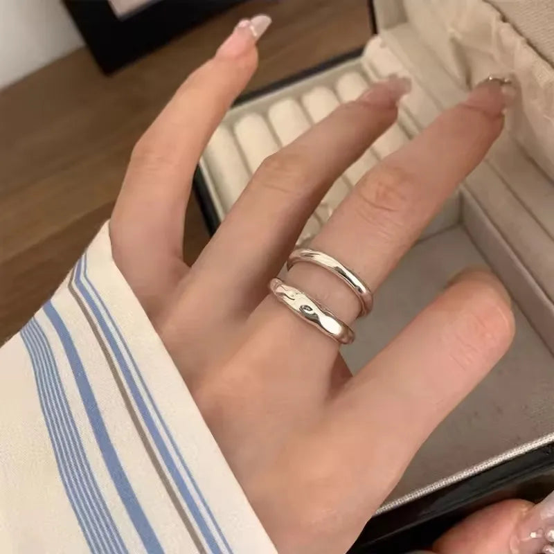 VENTFILLE 925 Sterling Silver Rings New Party Jewelry Vintage Charm Double Layer Geometric Nail Design Accessories Gift Dropship