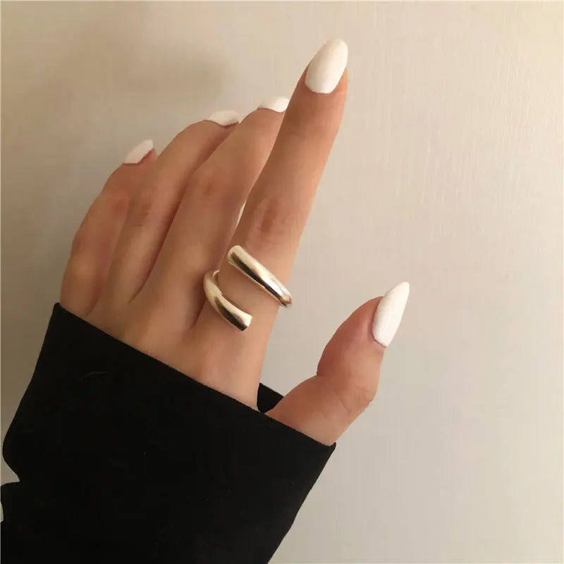 VENTFILLE 925 Sterling Silver Rings New Party Jewelry Vintage Charm Double Layer Geometric Nail Design Accessories Gift Dropship