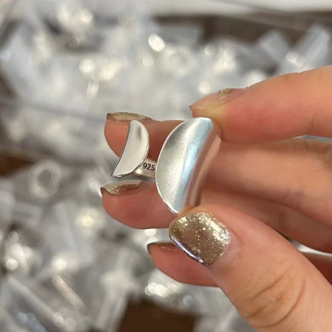 VENTFILLE 925 Sterling Silver Irregular Design Wave Golden Stackable Finger Rings Trendy Adjustable For Women Gifts Dropshipping
