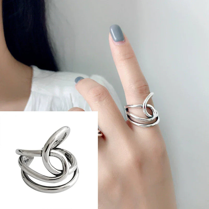 VENTFILLE 925 Sterling Silver Irregular Design Wave Golden Stackable Finger Rings Trendy Adjustable For Women Gifts Dropshipping