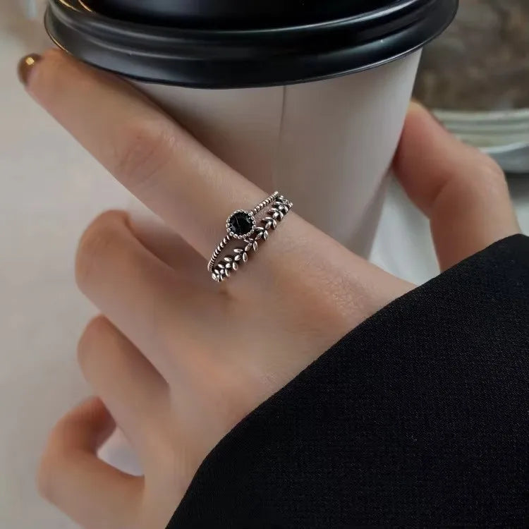 VENTFILLE 925 Sterling Silver Flower Lace Ring Korean Fashion Opening Inlaid CZ Adjustable Rings Valentine's Day Gift