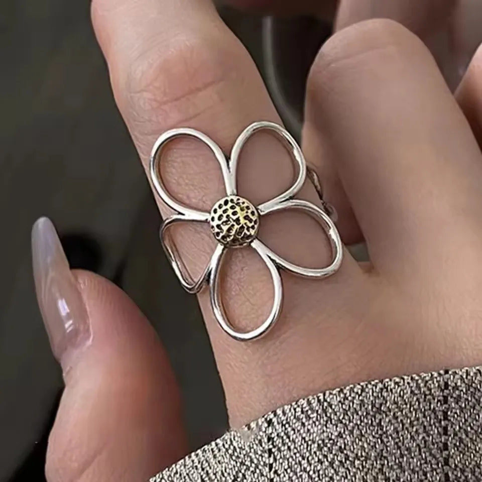 VENTFILLE 925 Sterling Silver Irregular Design Wave Golden Stackable Finger Rings Trendy Adjustable For Women Gifts Dropshipping