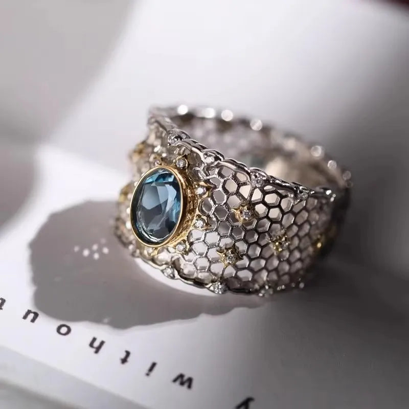 VENTFILLE 925 Sterling Silver Rings New Party Jewelry Vintage Charm Double Layer Geometric Nail Design Accessories Gift Dropship