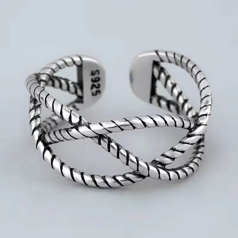 VENTFILLE 925 Sterling Silver Flower Lace Ring Korean Fashion Opening Inlaid CZ Adjustable Rings Valentine's Day Gift