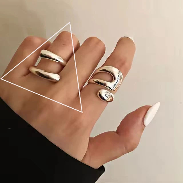 VENTFILLE 925 Sterling Silver Rings New Party Jewelry Vintage Charm Double Layer Geometric Nail Design Accessories Gift Dropship