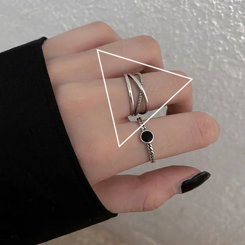 VENTFILLE 925 Sterling Silver Rings New Party Jewelry Vintage Charm Double Layer Geometric Nail Design Accessories Gift Dropship